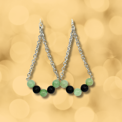 Boucles d'oreilles Aventurine verte et pierre de lave