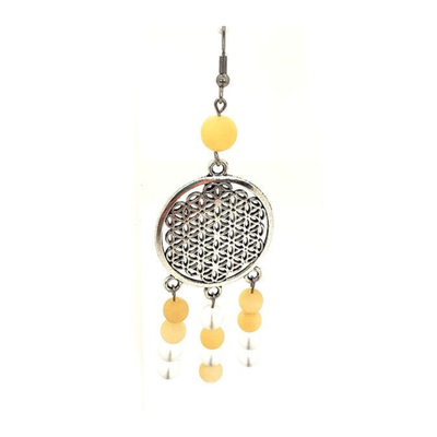 Boucles d'oreilles Calcite Jaune mat et Cristal de roche mat