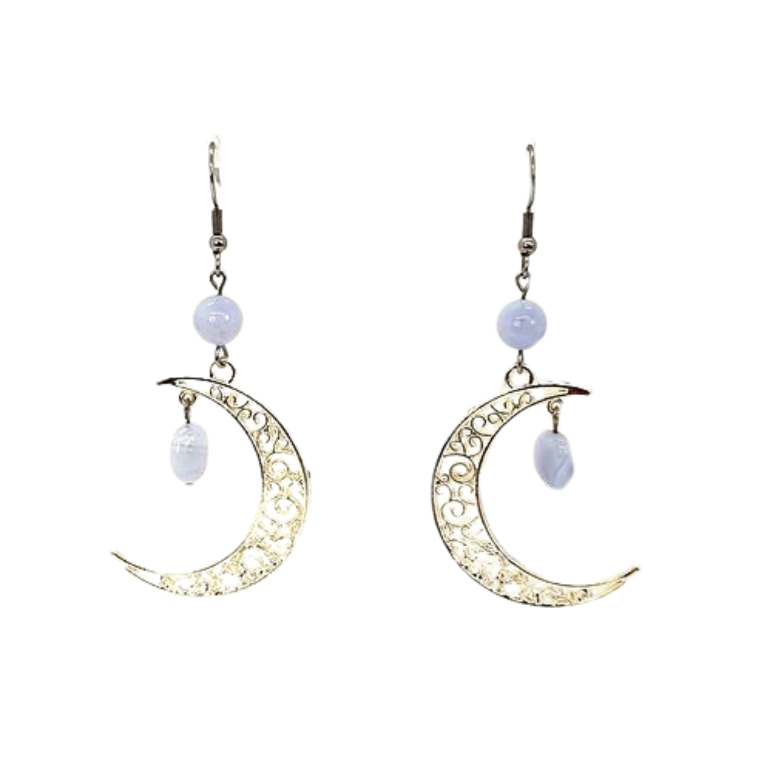 Boucles d&#39;oreilles Calcédoine Lune