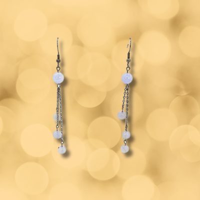 Boucles d'oreilles Calcédoine bleue mate et brillante