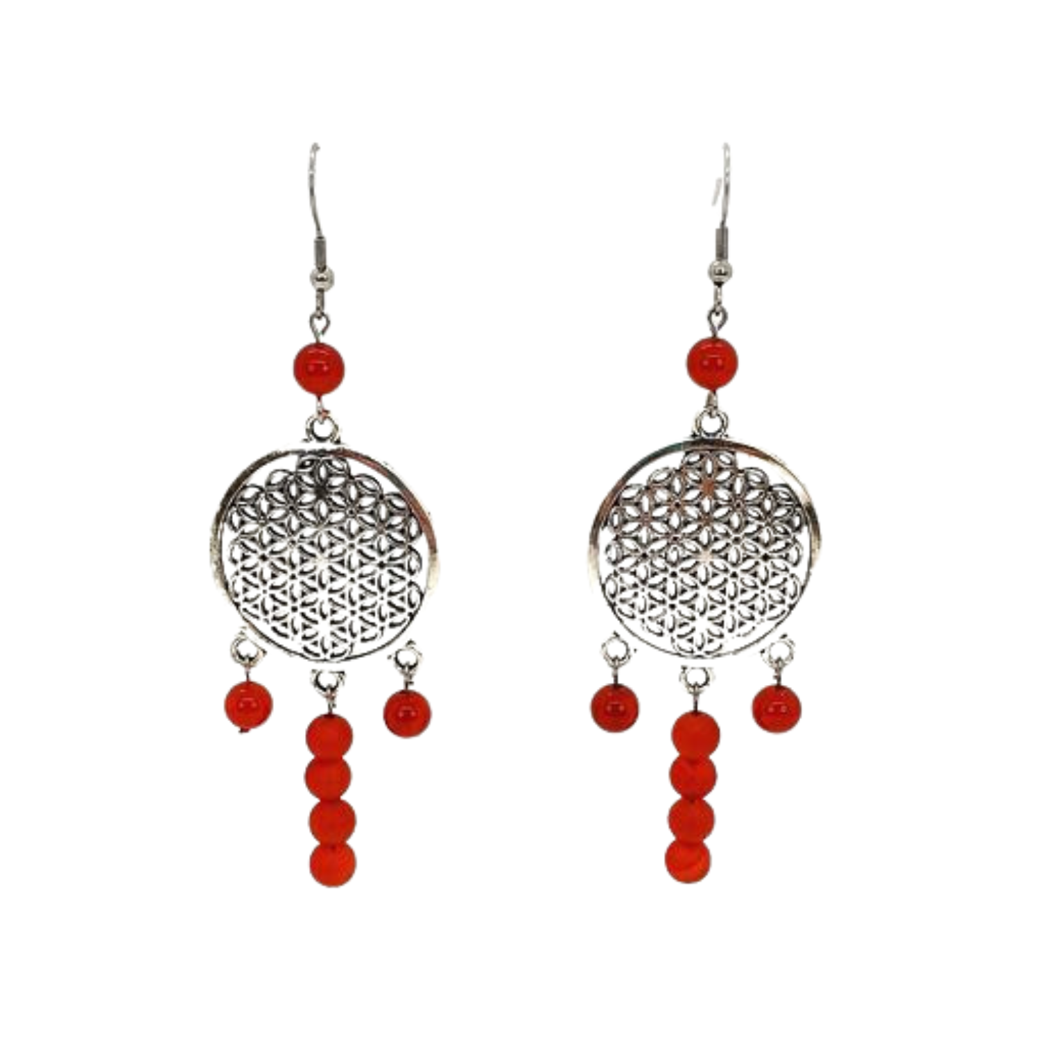 Boucles d&#39;oreilles Cornaline mate et brillante
