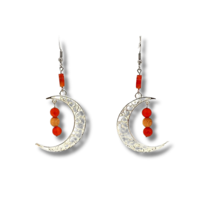 Boucles d&#39;oreilles Cornaline traitée et Cèdre