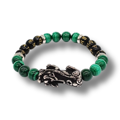 Bracelet malachite et obsidienne