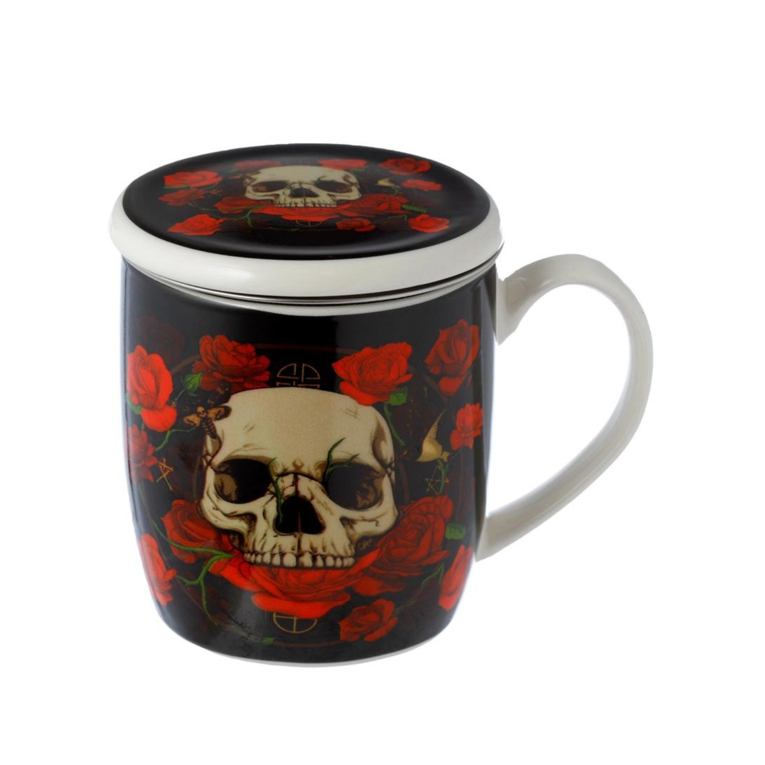 Set tasse à infuser - crâne et roses