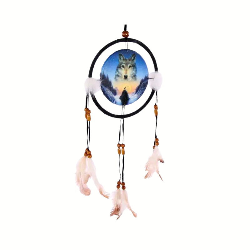 ​Attrape-rêves Tête de loup - 16 cm.