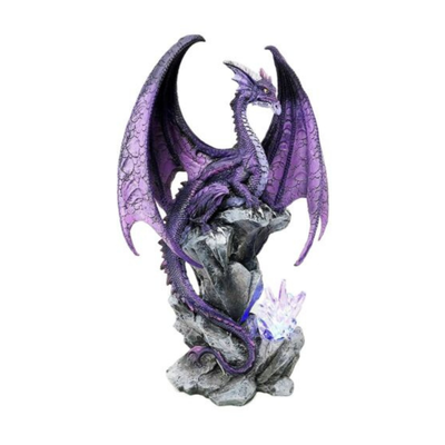 Figurine dragon violet sur rocher