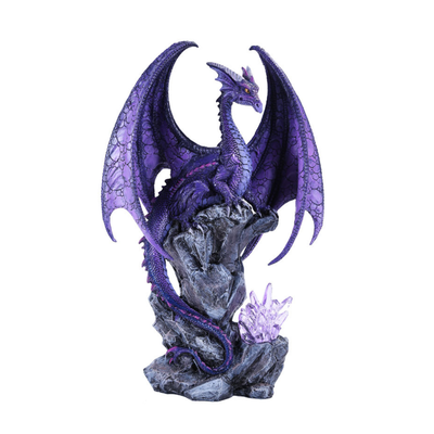 Figurine dragon violet sur rocher