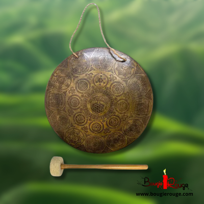Gong de méditation - gravure symbole sacré 46 cm