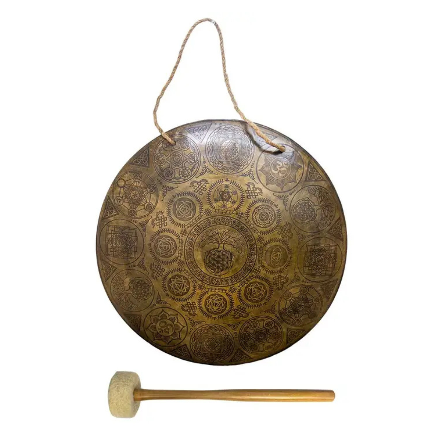 Gong de méditation - gravure symbole sacré 46 cm