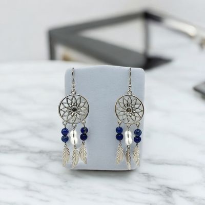 Boucle d&#39;oreille Lapis Lazuli et cristal de roche mat 6 mm