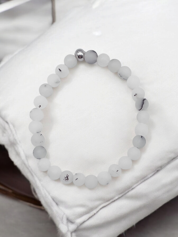 Bracelet quartz inclusions de tourmaline 6mm