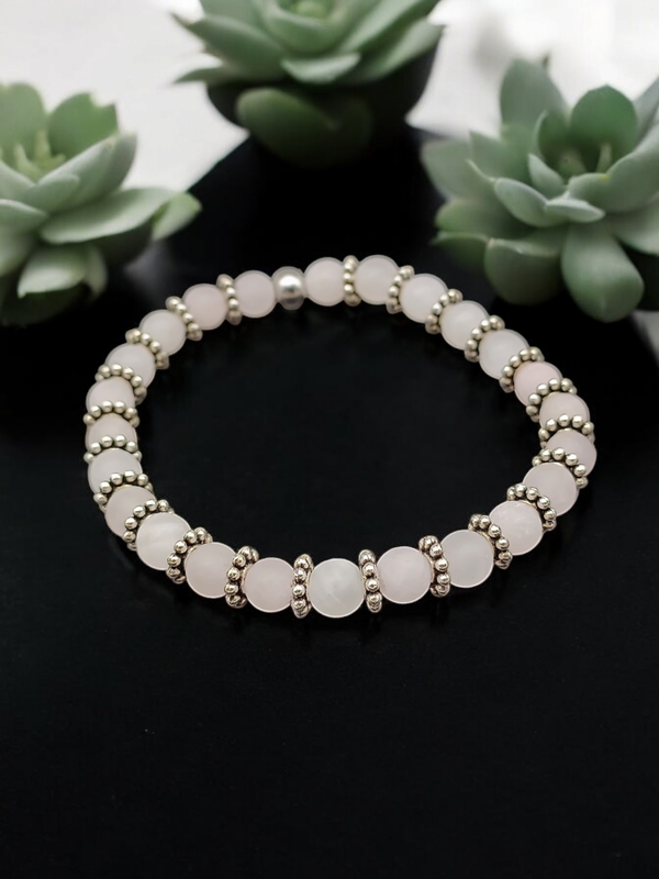 Bracelet quartz rose mat 6mm
