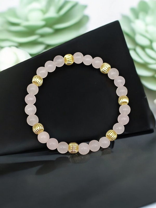 Bracelet quartz rose 6mm
