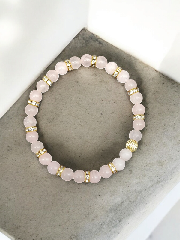 Bracelet quartz rose 6mm