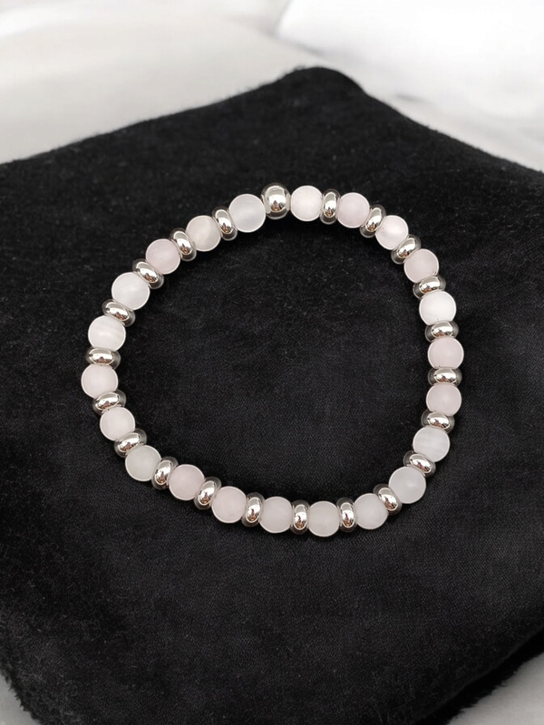 Bracelet quartz rose mat 6mm