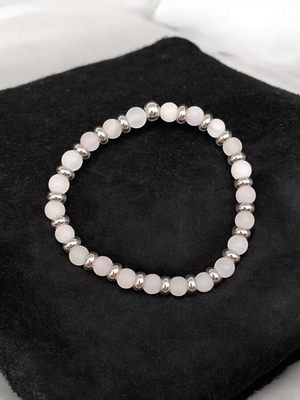 Bracelet quartz rose mat 6mm