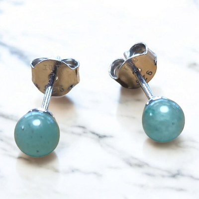 Puces d’oreilles Aventurine – 4 mm – Argent 925