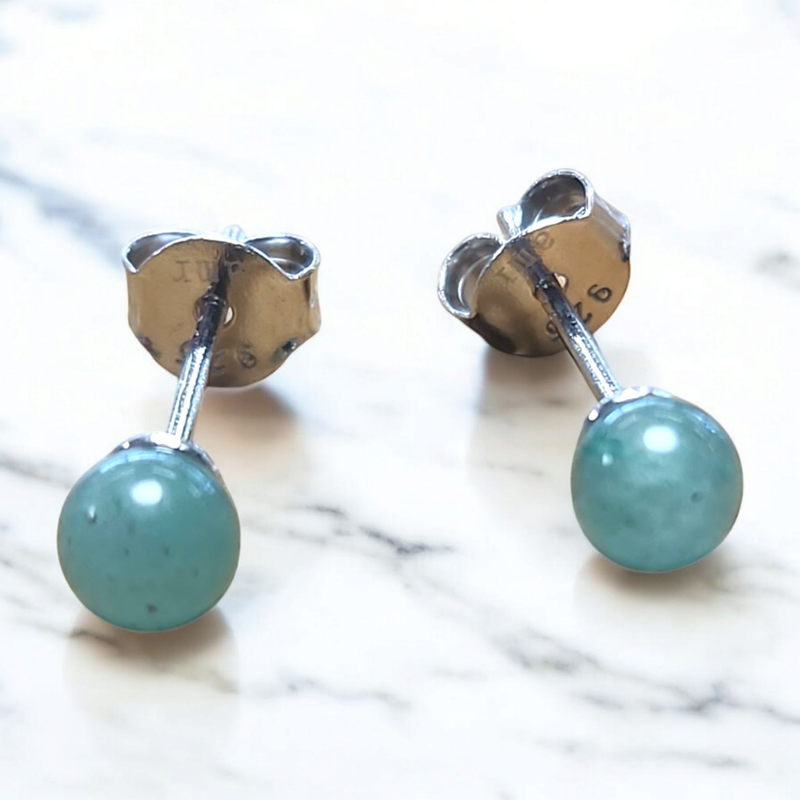 Puces d’oreilles Aventurine – 4 mm – Argent 925