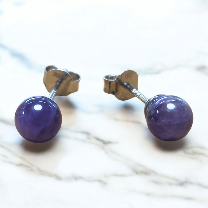 Puces d’oreilles Améthyste – 6 mm – Argent 925