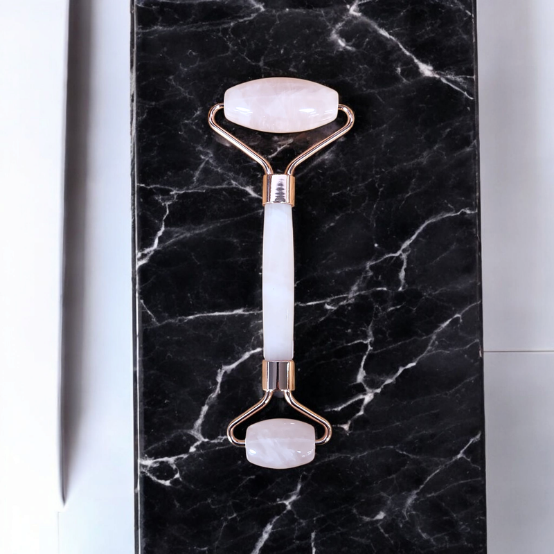 Massage Roller en Quartz Rose – 14 cm