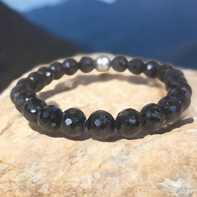 Bracelet en Tourmaline noire facettée 8mm
