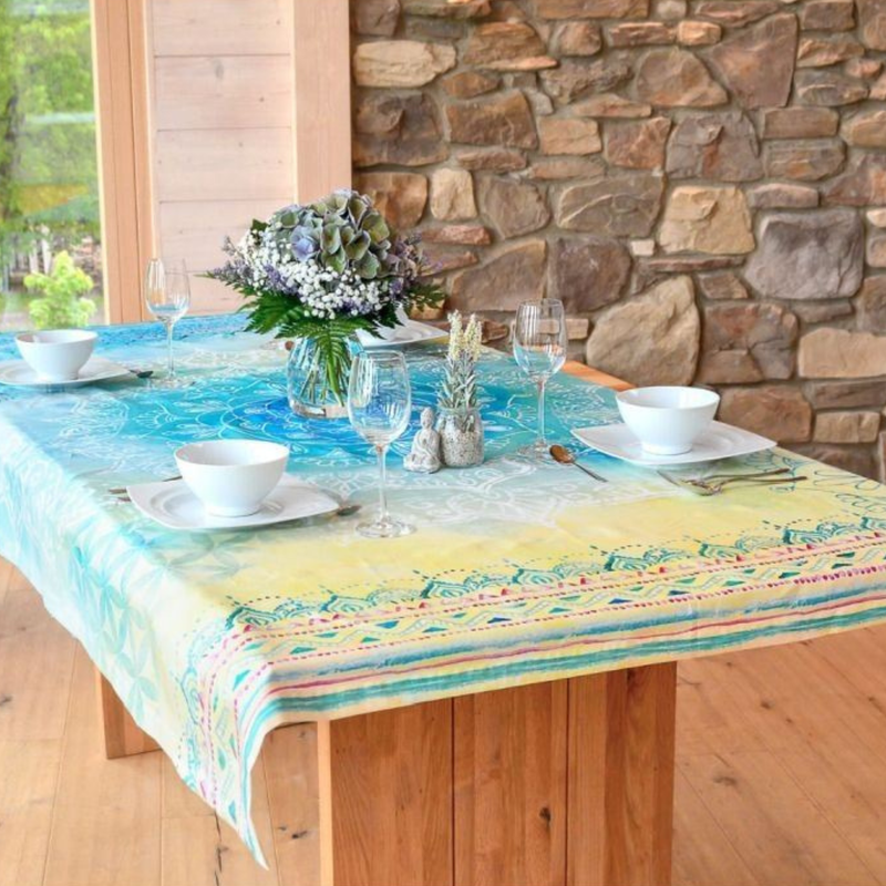 Nappe en coton &quot;Rêve Bleu&quot; – 198 x 130 cm