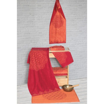 Serviette de bain Fleur de Vie rouge/corail