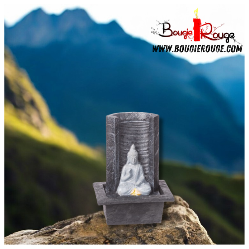Fontaine Bouddha avec Mur Arrière – 25 cm