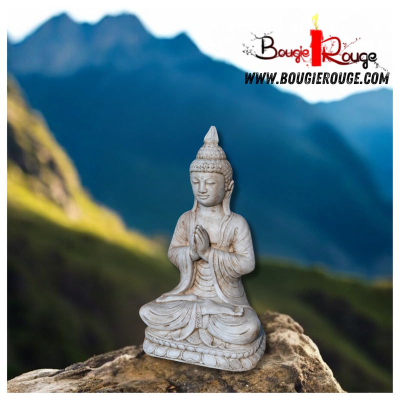 ​Statue Bouddha en Béton Blanc – 50 cm