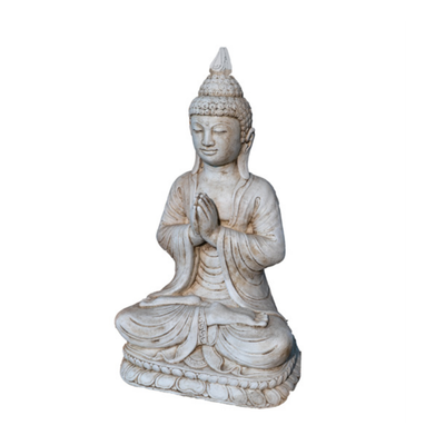 ​Statue Bouddha en Béton Blanc – 50 cm