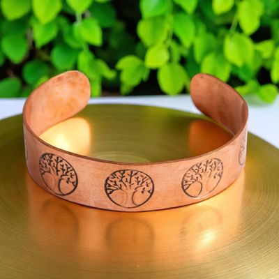 Bracelet en Cuivre Gravé Arbre de Vie
