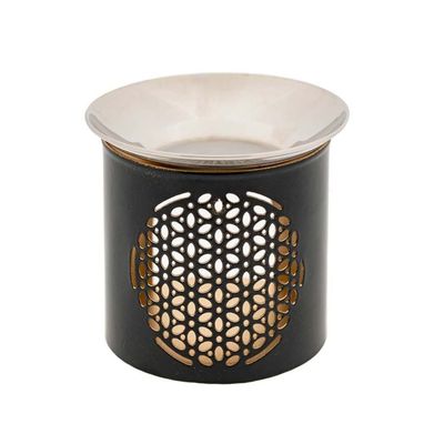 Brûleur d&#39;encens Fleur de Vie avec bol en acier inoxydable