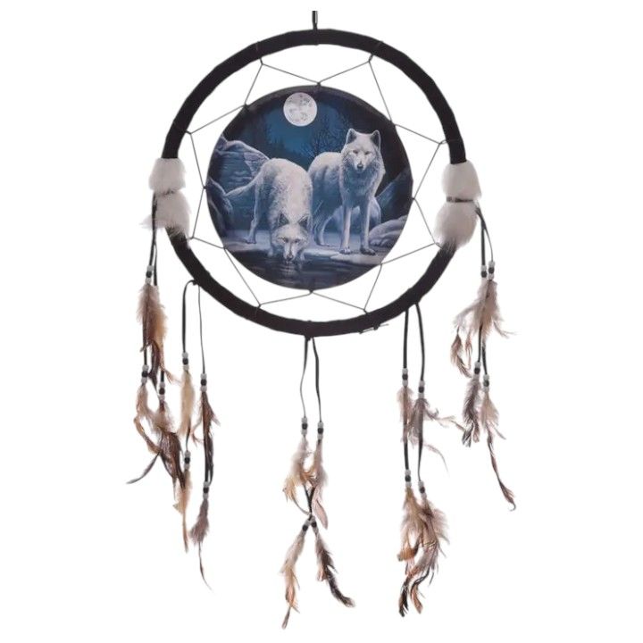 ​Attrape-Rêves Loups au Bord de la Rivière – 33 cm