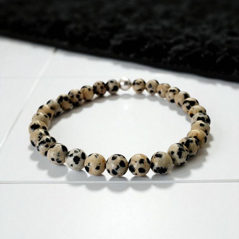 Bracelet jaspe dalmatien 6mm