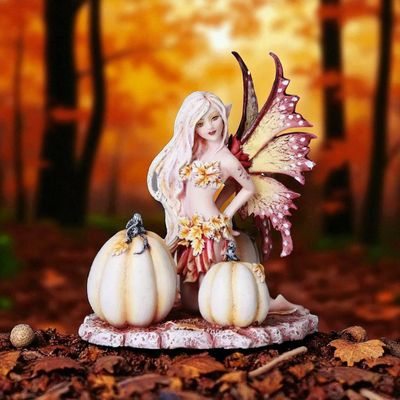 Statuette Fée d’Automne aux Citrouilles – 13 cm