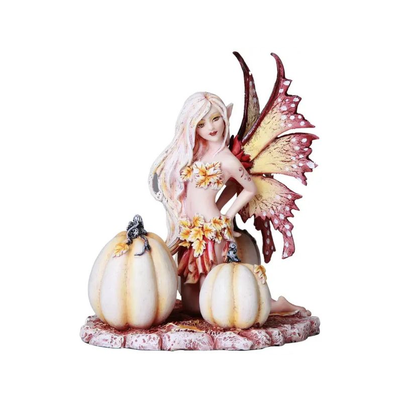 Statuette Fée d’Automne aux Citrouilles – 13 cm