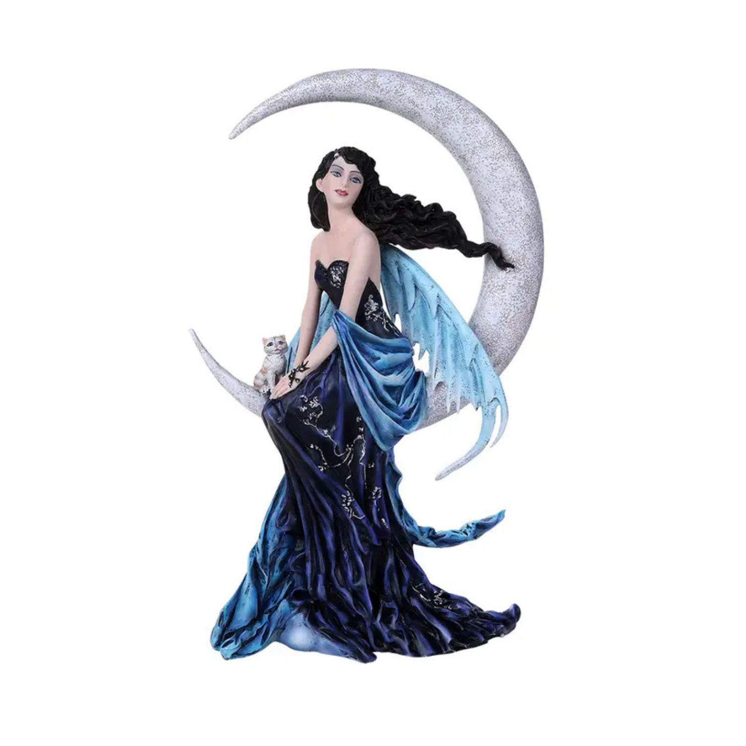 Statuette Fée Nocturne sur Croissant de Lune – 29 cm