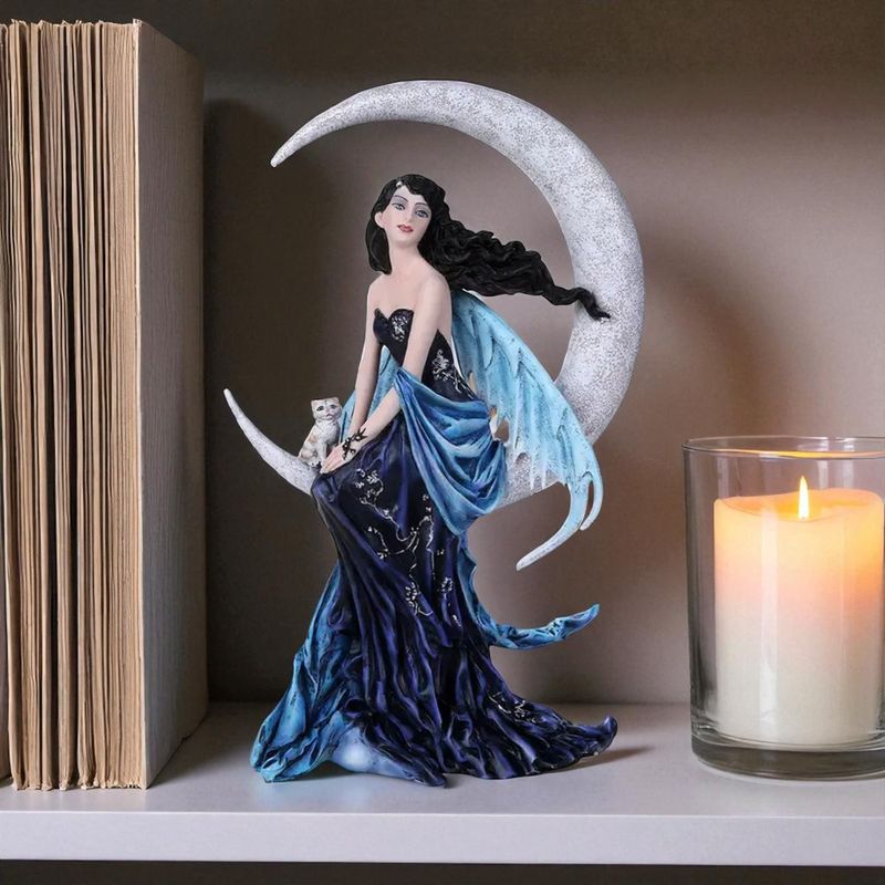 Statuette Fée Nocturne sur Croissant de Lune – 29 cm