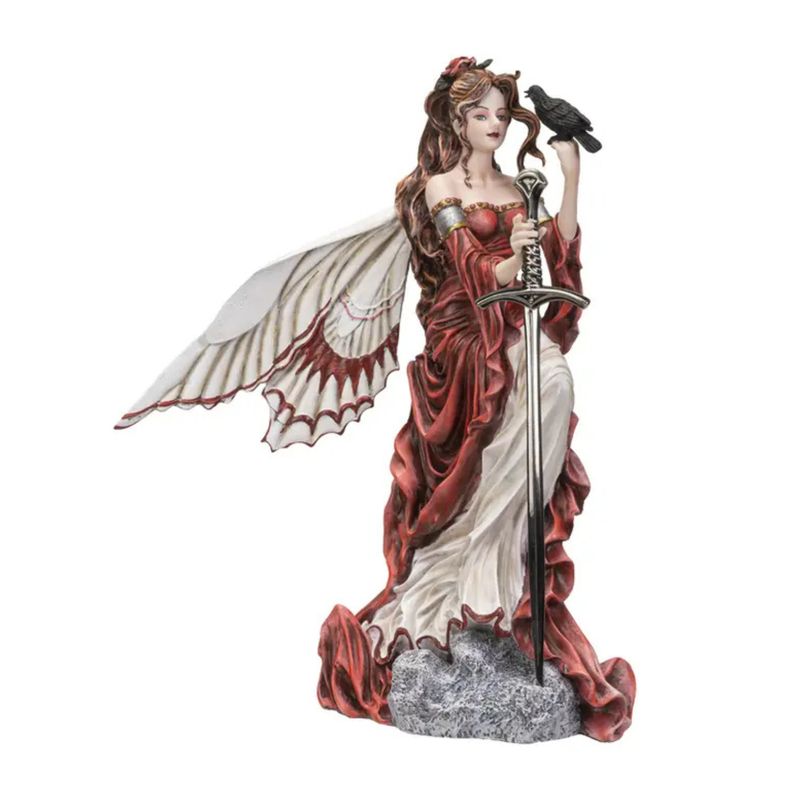 ​Statue Fée Guerrière au Corbeau – 28 cm