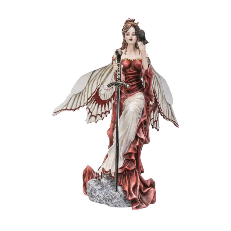​Statue Fée Guerrière au Corbeau – 28 cm