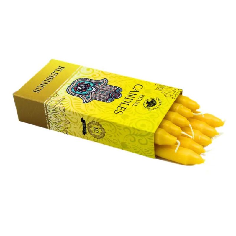 Bougies Rituel jaune - Bénédiction - Lot de 10 pcs