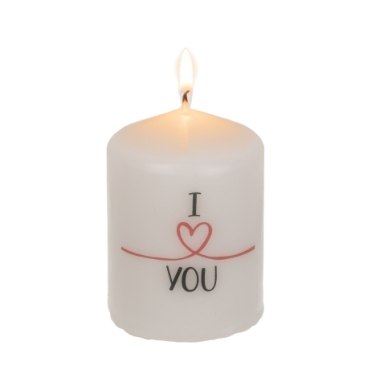 Bougie Cylindre Blanche – I Love You - 8cm