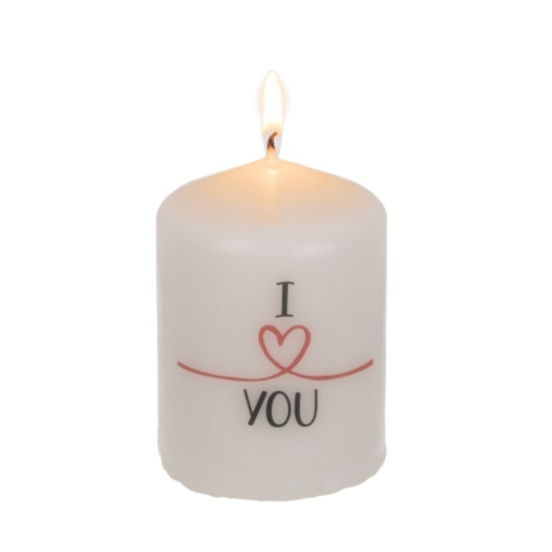 Bougie Cylindre Blanche – I Love You - 8cm