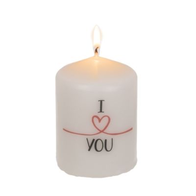 Bougie Cylindre Blanche – I Love You - 8cm