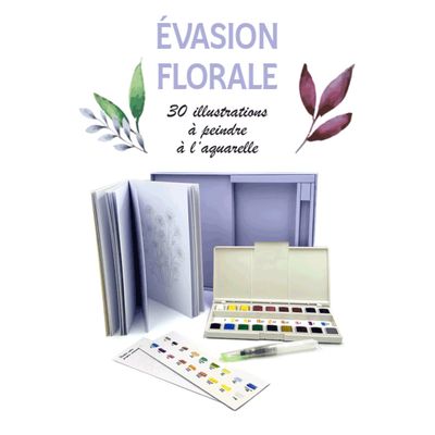 Coffret Aquarelle - Évasion florale - 30 illustrations