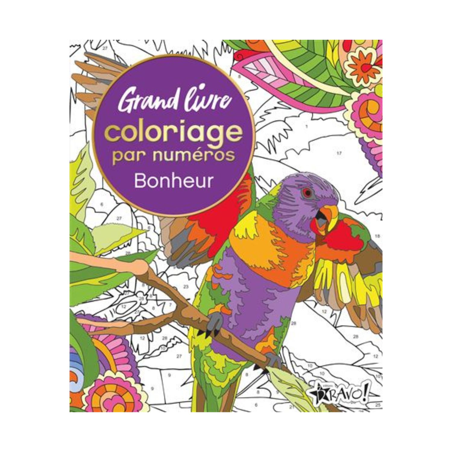 Grand livre coloriage par numéros - Bonheur
