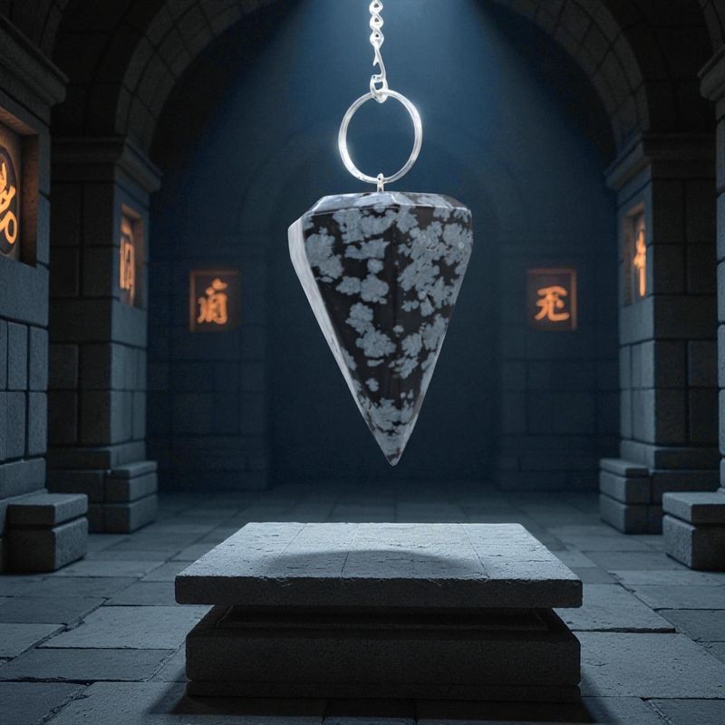 Pendule Hexagonal en Obsidienne Flocon de Neige