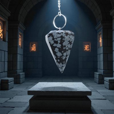 Pendule Hexagonal en Obsidienne Flocon de Neige