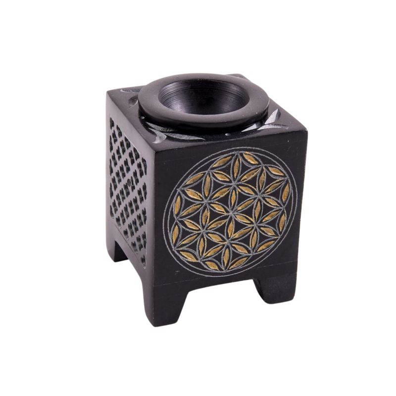 Lampe aromatique Fleur de vie - Noir et or