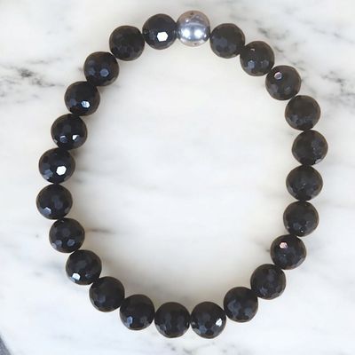 Bracelet en Tourmaline noire facettée 8mm